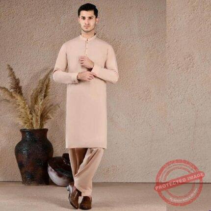 Fawn Cotton Unstitched Kameez Shalwar Fabric fashion gift by Men’s Unstitched Suits | Smilee