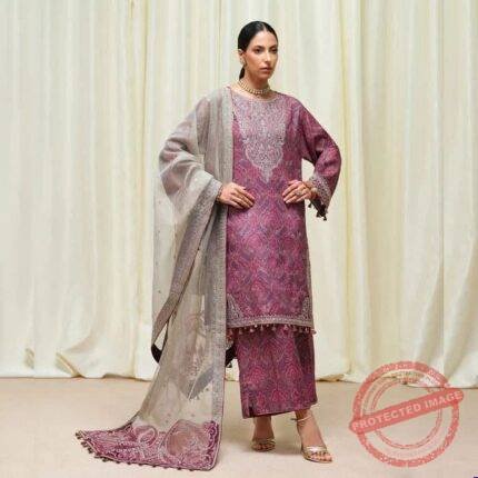3 Piece Embroidered Raw Silk Suit fashion gift by Ladies Dress | Smilee