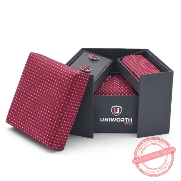 Red Geometric Cufflink Tie Set gift by Men’s Accessories Red Geometric Cufflink Tie Set gift by Men’s Accessories | Smilee