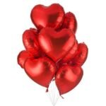 10 Red Heart Shape Foil Balloons by Balloons & Candles | Smilee