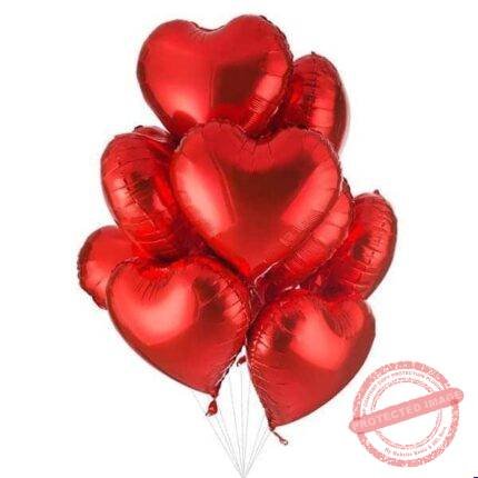 10 Red Heart Shape Foil Balloons by Balloons & Candles | Smilee