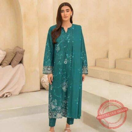 3 Piece Lawn Suit Embroidered (Unstitched) fashion gift for Eid | Smilee