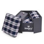 Navy Check Cufflink Tie Set gift for Fathers Day | Smilee