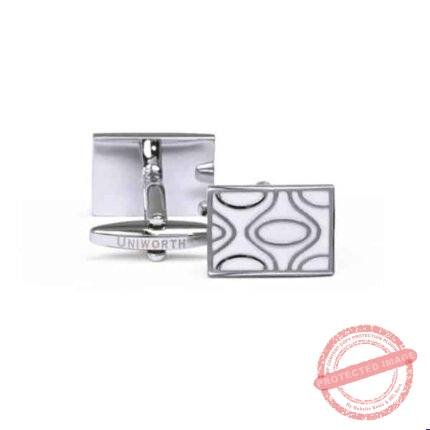 Silver/White Rectangle Cufflink gift by Men’s Accessories | Smilee