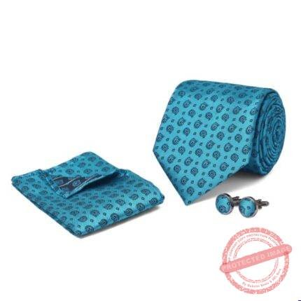 Turquoise Texture Cufflink Tie Set gift by Men’s Accessories | Smilee