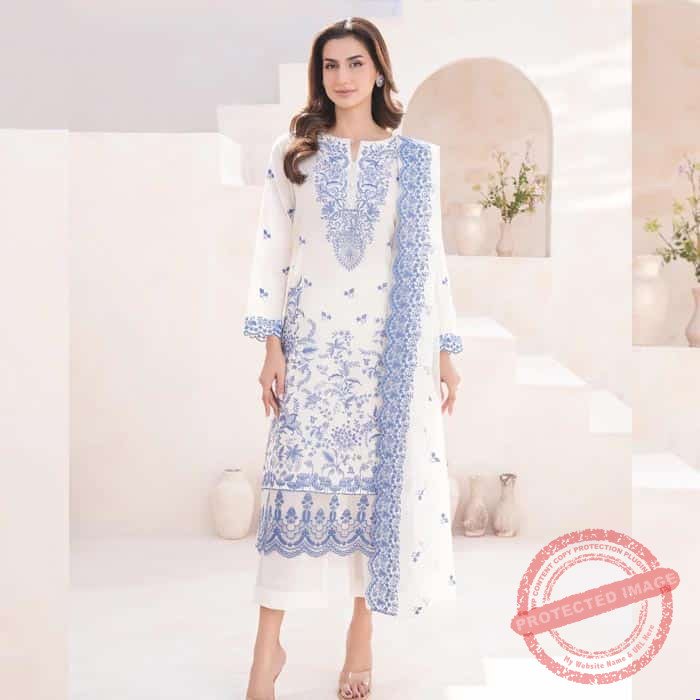 3 Piece Lawn Suit Embroidered (Unstitched) fashion gift for Eid 3 Piece Lawn Suit Embroidered (Unstitched) fashion gift for Eid | Smilee