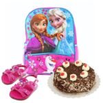 School Bag with Black Forest Cake & Sandals - Kids Gift Combos | Giftoo Pakistan