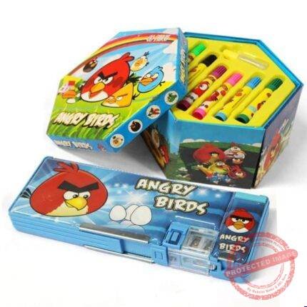 Angry Bird Marker with Stationary Box - Kids Gift Combos | Giftoo Pakistan