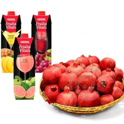 Fresh Juices with Pomegranate Basket - Fresh Fruits | Giftoo Pakistan