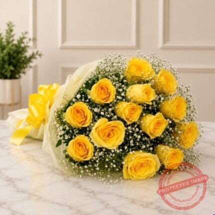 Yellow Imported Roses Bunch - Premium Quality Flowers | Giftoo Pakistan