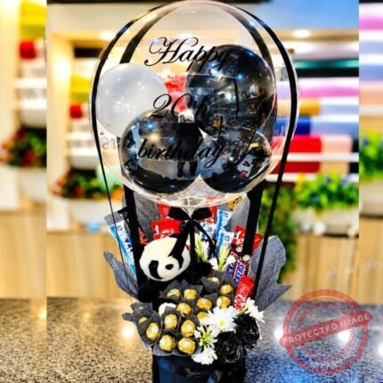 Black Theme Floral Balloon - Anniversary Gifts | Giftoo Pakistan
