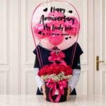 Dark Pink Theme Floral Balloon - Anniversary Gifts | Giftoo Pakistan