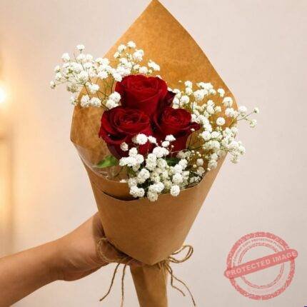 Imported Roses with Gypsophila - Premium Quality Flowers | Giftoo Pakistan