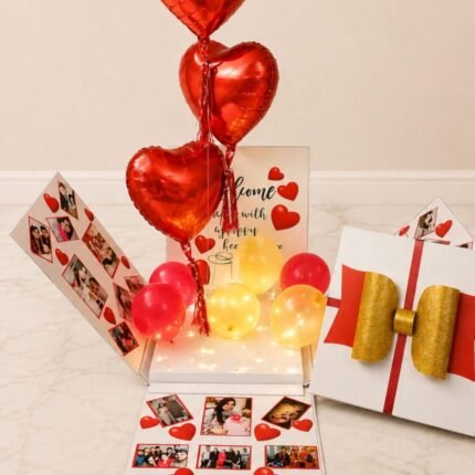 Red Foil Balloons Box - Customize Gift Box | Giftoo Pakistan