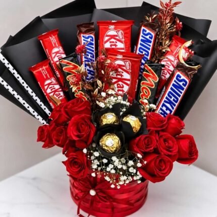 Bucket in Red Theme - Anniversary Gifts | Giftoo Pakistan