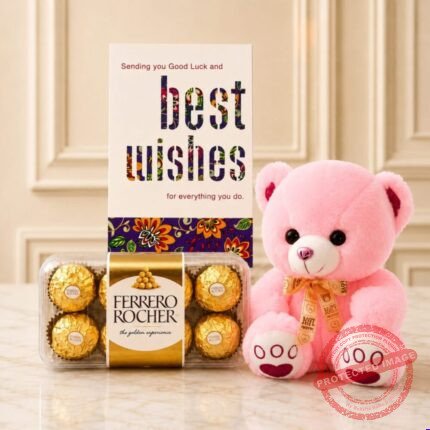 Cute Teddy Bear and Rocher - Anniversary Gifts | Giftoo Pakistan