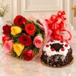 1 Pound Cake and Mix Color Roses - Anniversary Gifts | Smilee