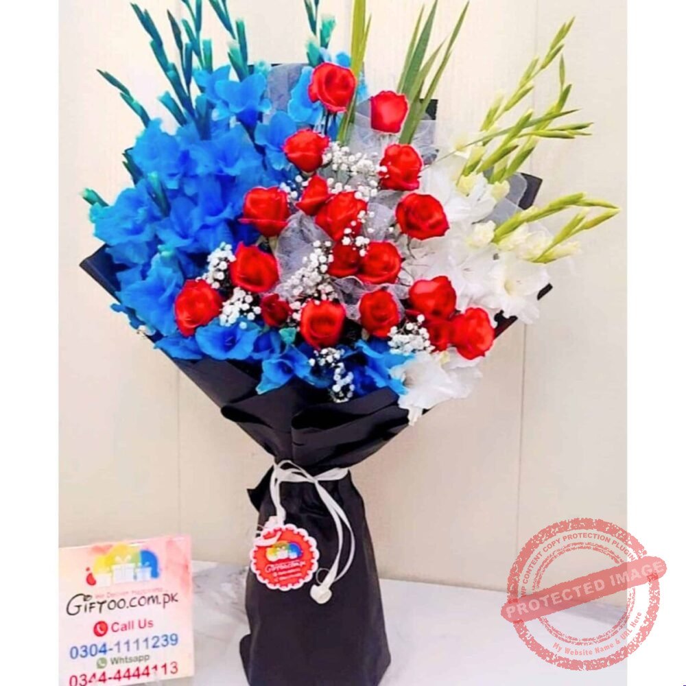 Blue and White Glads Bouquet – Anniversary Gifts Blue and White Glads Bouquet - Anniversary Gifts | Giftoo Pakistan