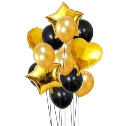 Mix Balloons 15 (Black and Golden) | Giftoo Pakistan