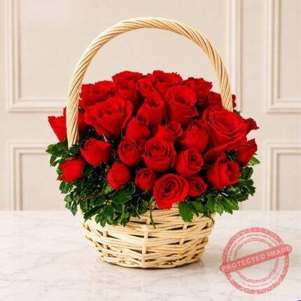 5 Dozen Roses Basket - Anniversary Gifts | Giftoo Pakistan