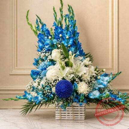 Sky Blue Theme Imported Flowers - Premium Quality Flowers | Giftoo Pakistan