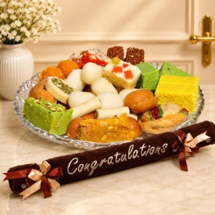 Congratulations Towel with Mithai - Congratulations Gifts | Giftoo Pakistan
