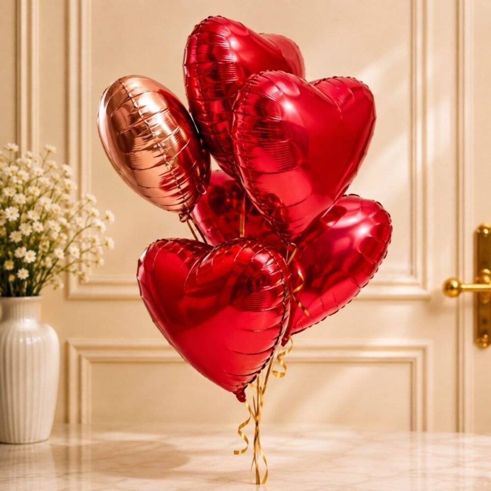 Heart Shape Foil Balloons 5 – Balloons & Candles Heart Shape Foil Balloons 5 - Balloons & Candles | Giftoo Pakistan