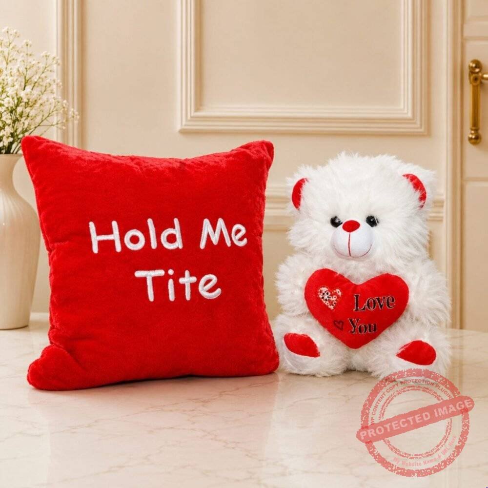 Hold Me Tight Cushion with Teddy – Anniversary Gifts Hold Me Tight Cushion with Teddy - Anniversary Gifts | Giftoo Pakistan