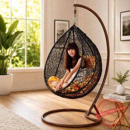 Egg Shape Hanging Swing Chair – Jhoola Stand – Cushion - Anniversary Gifts | Giftoo Pakistan