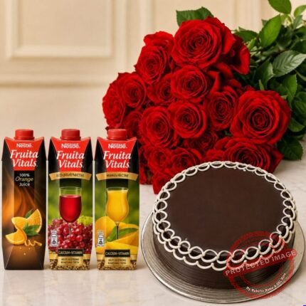 Cake Flowers with Juice - Anniversary Gifts | Giftoo Pakistan