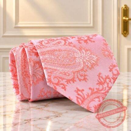 Peach Paisley Tie - Men’s Accessories | Smilee