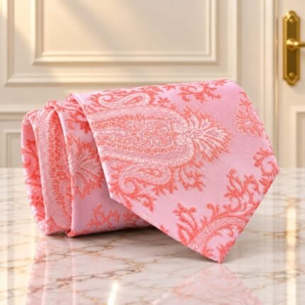 Peach Paisley Tie - Men’s Accessories | Giftoo Pakistan
