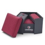 Red Geometric Cufflink Tie Set - Men’s Accessories | Giftoo Pakistan