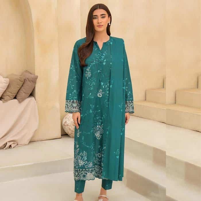 3 Piece Lawn Suit – Embroidered (Unstitched) – Eid Gifts 3 Piece Lawn Suit – Embroidered (Unstitched) - Eid Gifts | Giftoo Pakistan