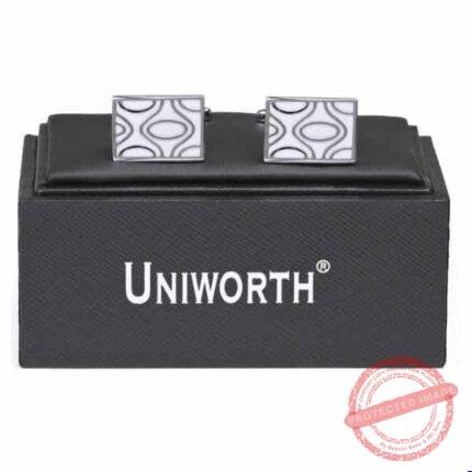 Silver/White Rectangle Cufflink - Men’s Accessories | Giftoo Pakistan