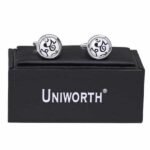 Silver/White Circle Cufflink - Men’s Accessories | Giftoo Pakistan