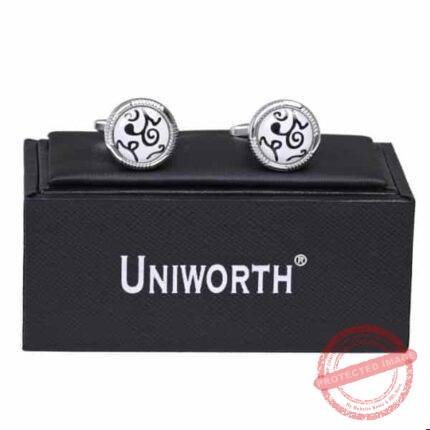 Silver/White Circle Cufflink - Men’s Accessories | Giftoo Pakistan
