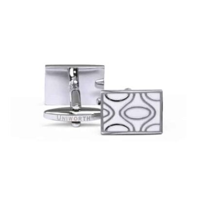 Silver/White Rectangle Cufflink - Men’s Accessories | Giftoo Pakistan