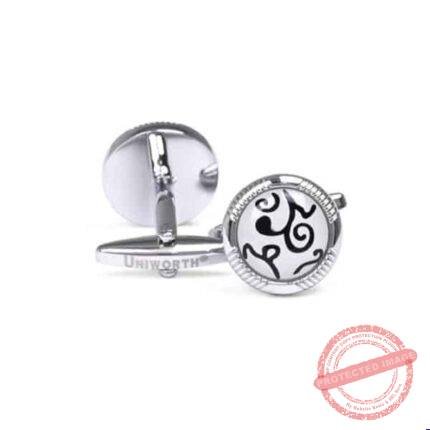 Silver/White Circle Cufflink - Men’s Accessories | Giftoo Pakistan