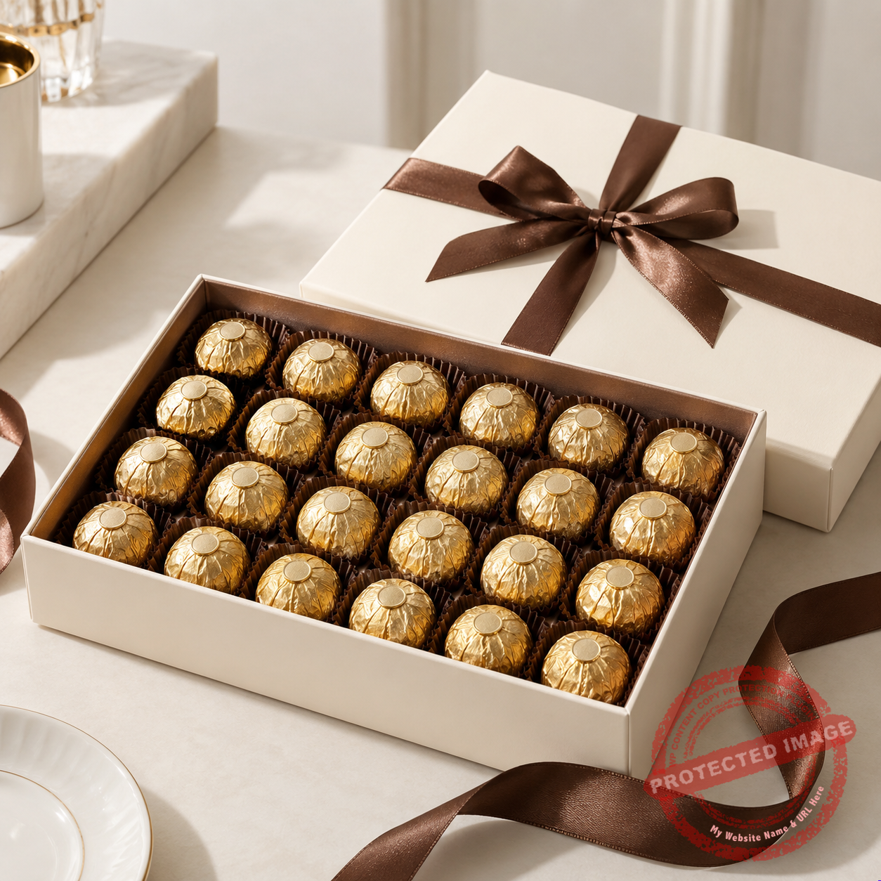 Gold wrapped chocolate gift box