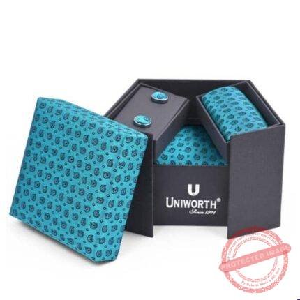 Turquoise Texture Cufflink Tie Set - Men’s Accessories | Giftoo Pakistan