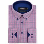 White/L Pink Check Business Casual Shirt - Gents Fashion | Giftoo Pakistan
