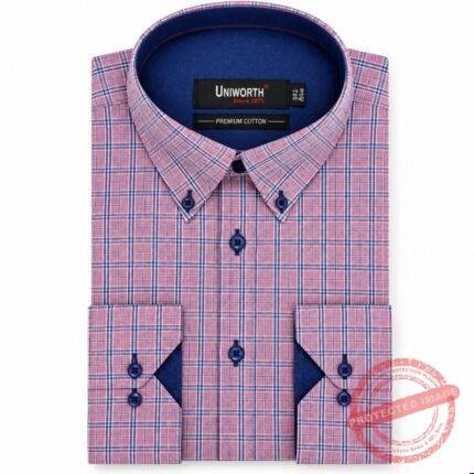 White/L Pink Check Business Casual Shirt - Gents Fashion | Giftoo Pakistan